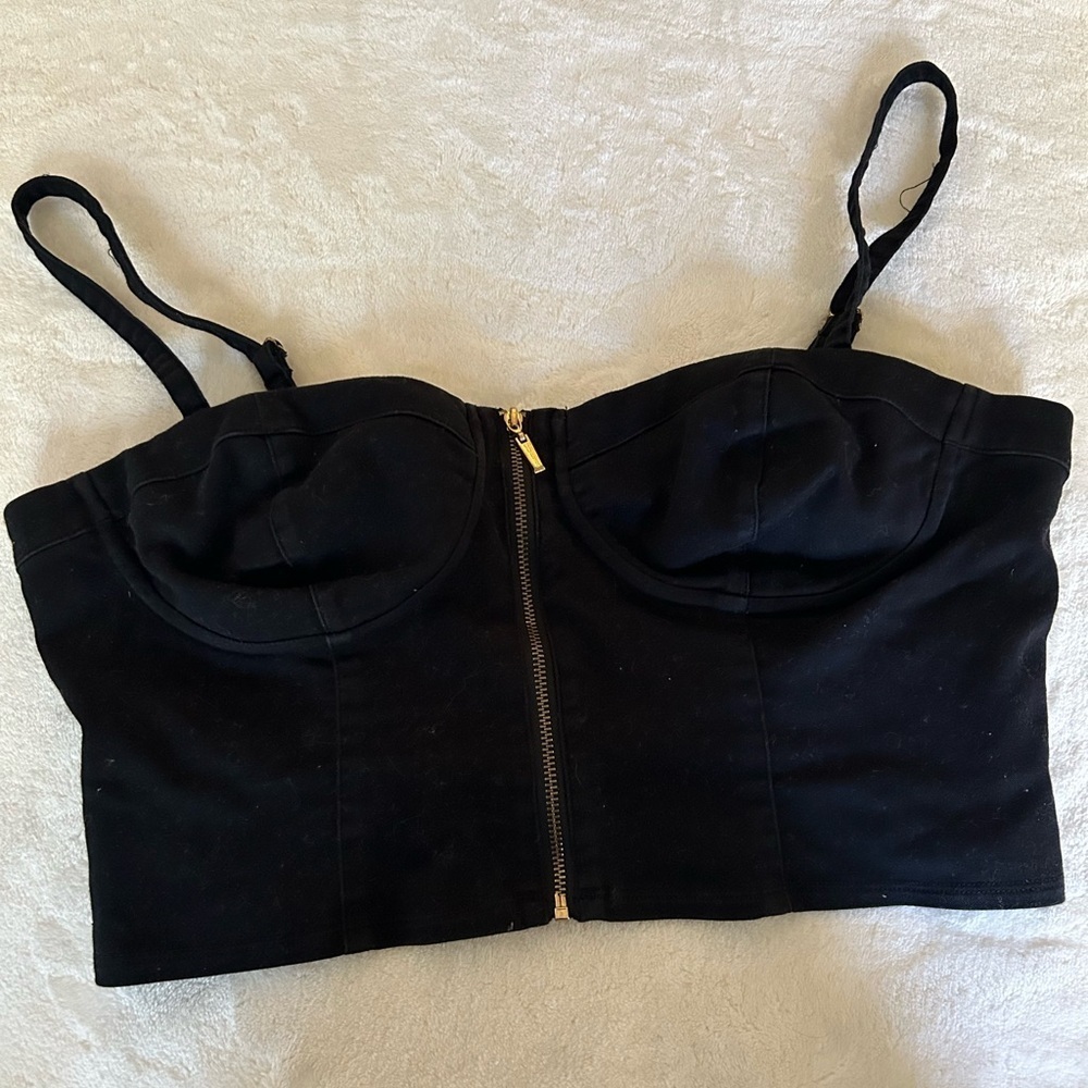 Guess Black with Gold Accents Crop Tank